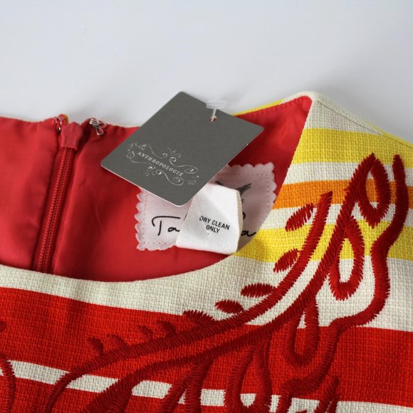 Anthropologie Tabitha Dress bright multi color stripes embroidered Sz 4 - Picture 9 of 9